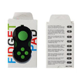 Manette verte présentée dans son emballage, un outil de type fidget pour soulager le stress et occuper les mains.